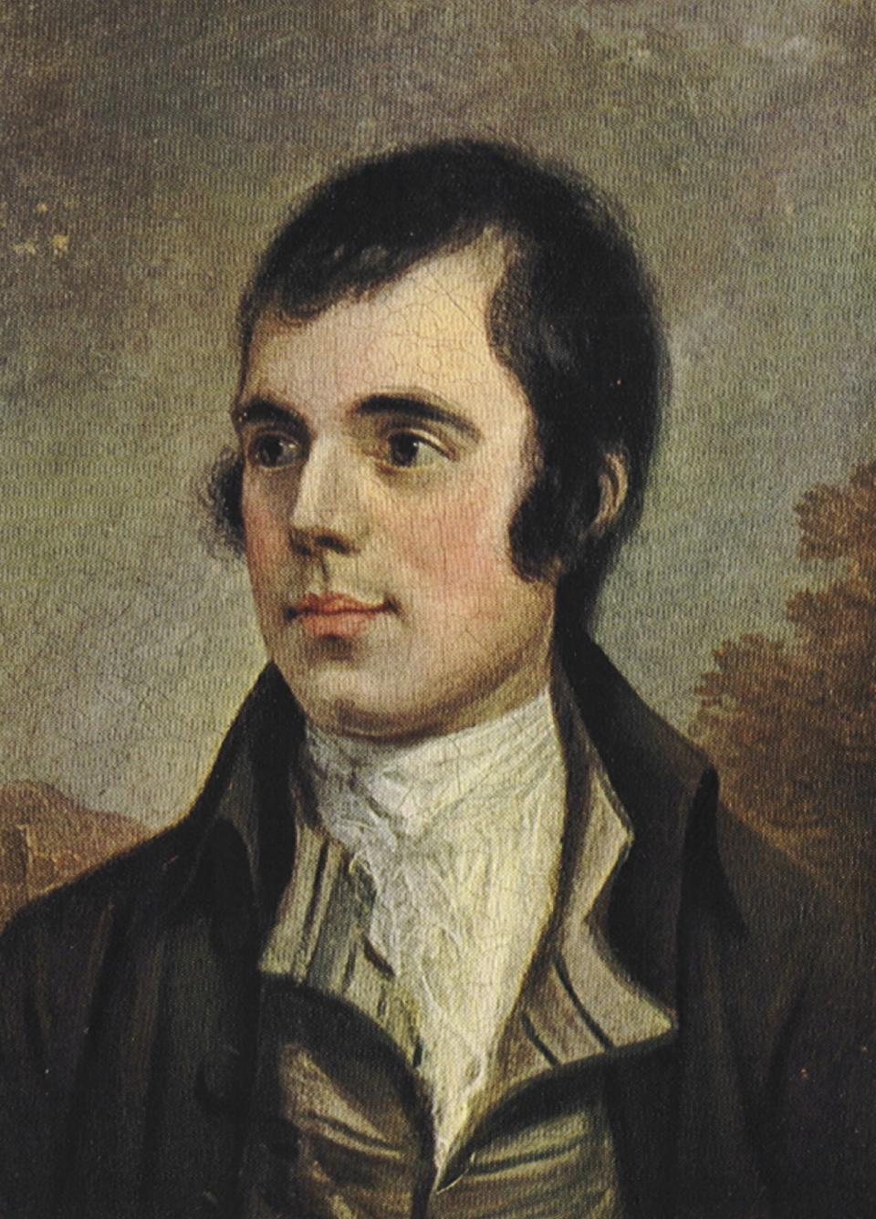 Robert Burns is depicted in this painting by Alexander Nasmyth. A Scottish bard, Burns went about reciting sometimes ribald stories through poetry and folk songs. His birthday is celebrated with traditional Scottish food and festivities.