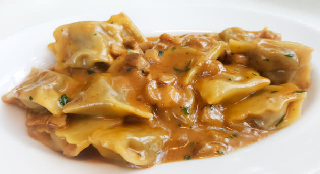 Zafferno - Homemade Ravioli with veal and porcini mushroom in truffle emulsion