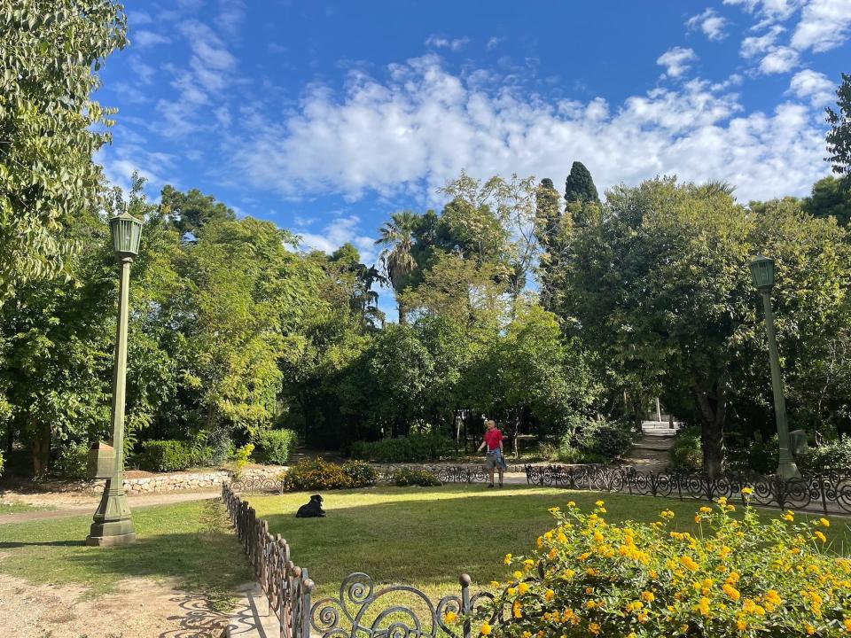 shot of athen's national garden in bloom