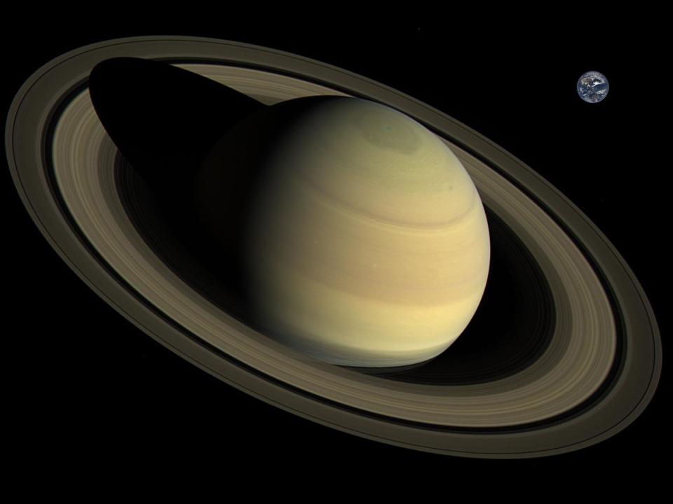 Earth compared to Saturn