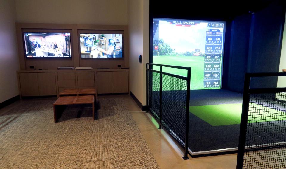 One of the golf simulators at Baseline Social. The entertainment destination has bars, a stage for DJs and live music, and a restaurant.