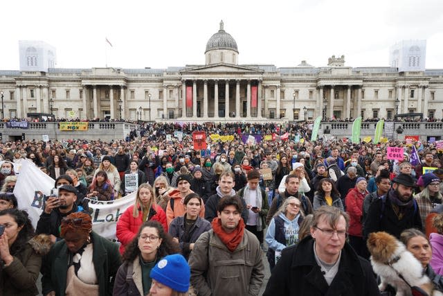 Protesters take part in a rally organised by the Cop26 Coalition in London (Kirsty O'Connor/PA)