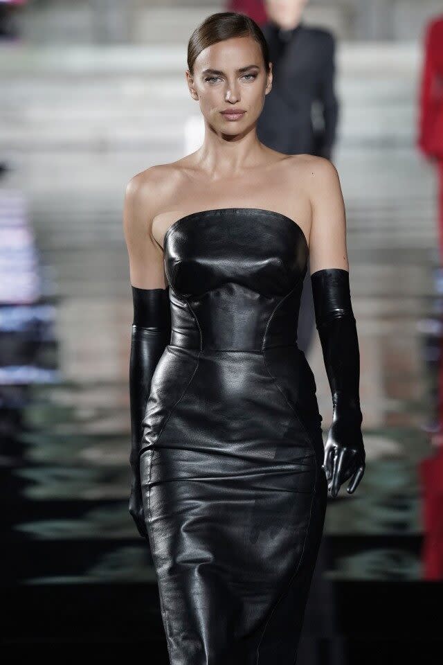 The model hit the catwalk in Italy on Thursday.