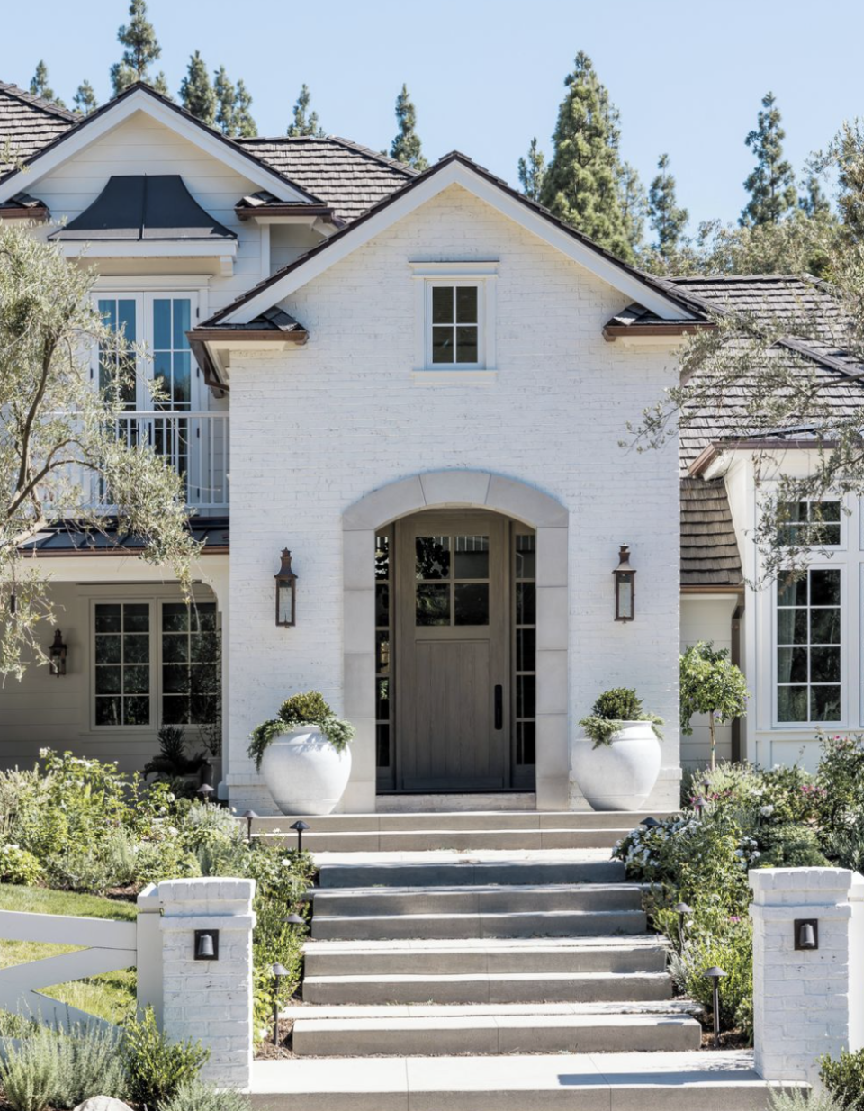 a white house with a front door