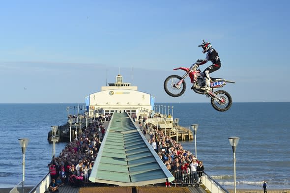 Motocross rider first person to jump Bournemouth Pier on motorbike