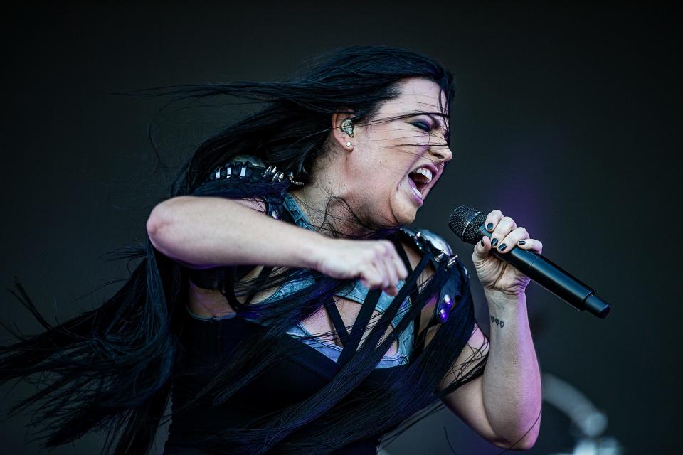 Amy Lee of Evanescence rocks the Space Zebra stage at the 2022 Louder Than Life music festival.