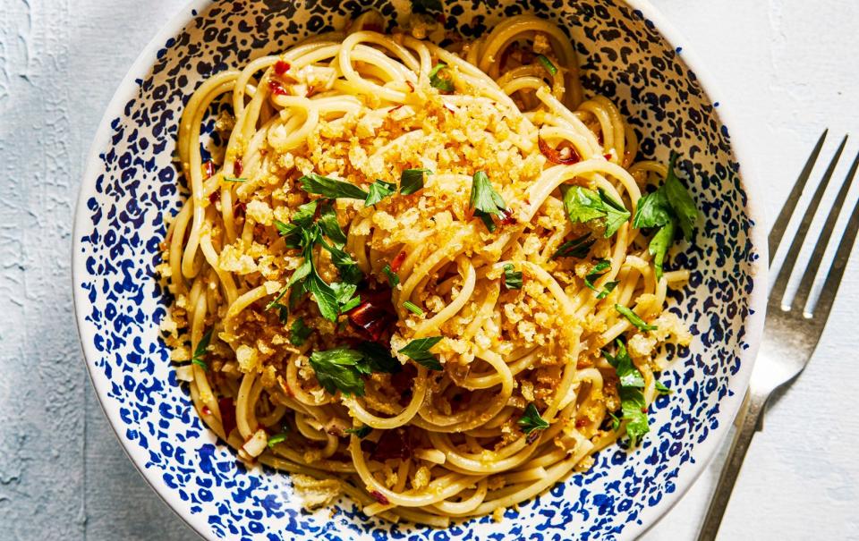 Tip: use the heel of your loaf to make crumbs to toss with pasta