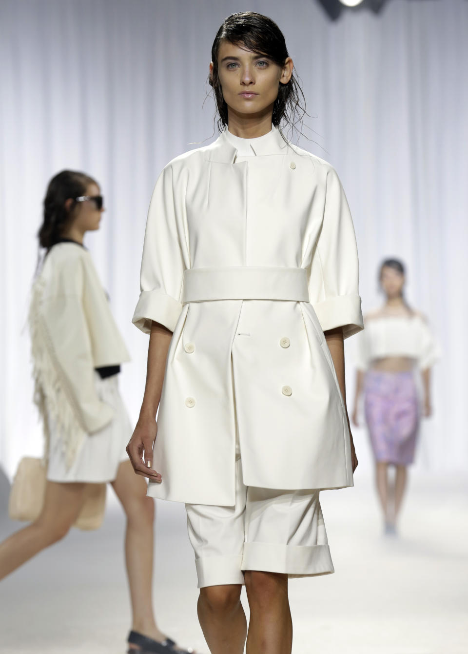 The 3.1 Phillip Lim Spring 2014 collection is modeled during Fashion Week in New York, Monday, Sept. 9, 2013. (AP Photo/Richard Drew)