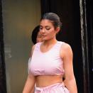 The beauty entrepreneur, Kylie Jenner, made waves in head-to-toe pink by K-Pop label Fleamadonna, while in New York City.