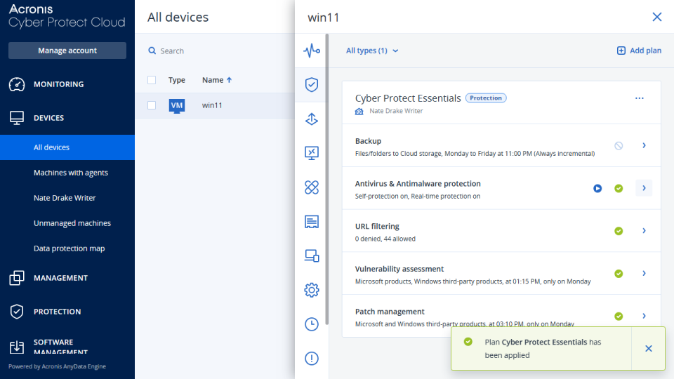 Acronis Cyber Protect Cloud: Interface