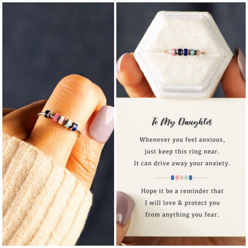 11) For Daughter Enamel Fidget Ring