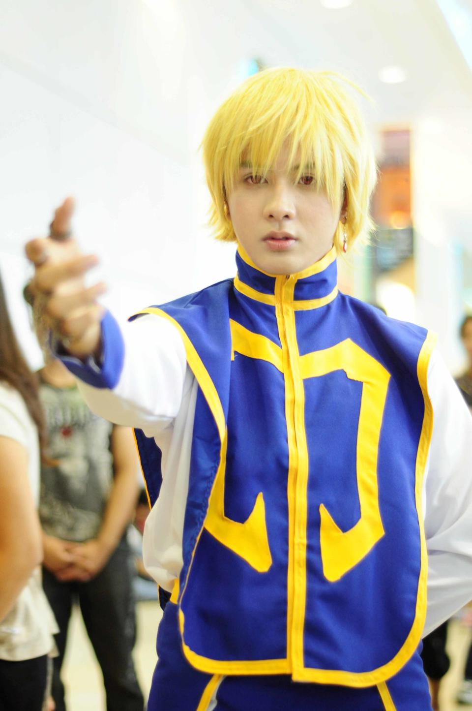 All dressed up! A cosplay enthusiast stikes a pose during the Cosplay Mania 2012 held at the SMX Convention Center in Pasay City, Metro Manila on 29 September 2012. (Angela Galia/NPPA images)