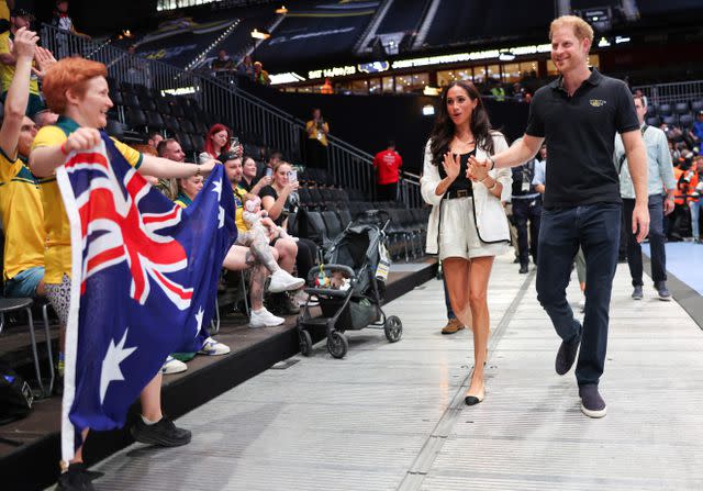 <p>Chris Jackson/Getty</p> Prince Harry and Meghan Markle at the 2023 Invictus Games