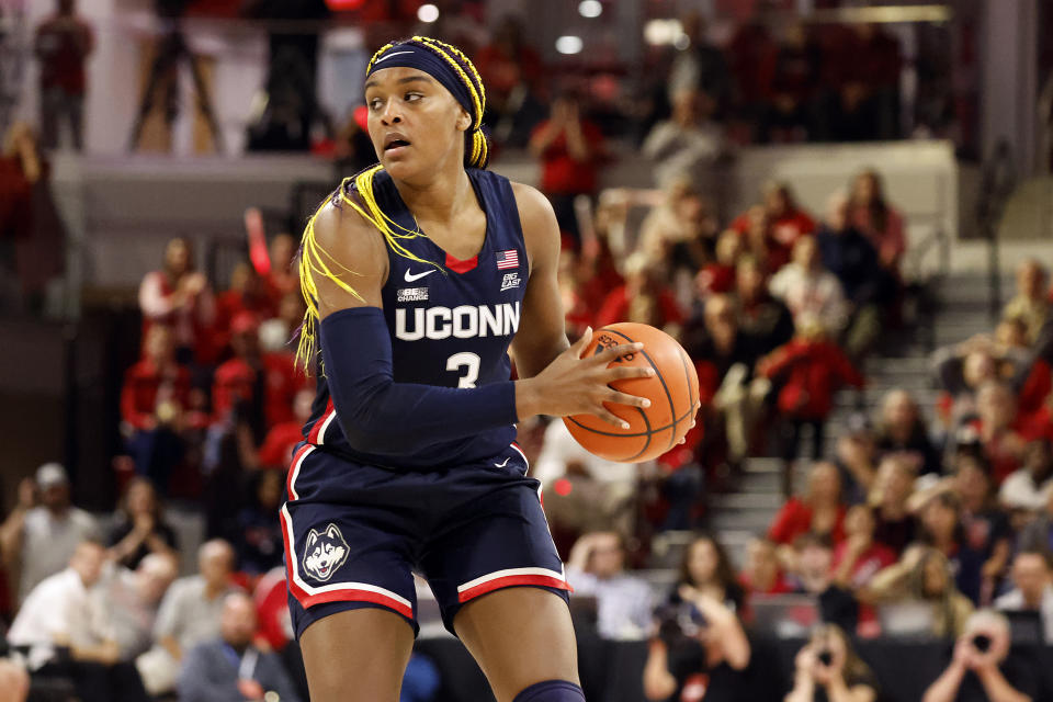 UConn's Aaliyah Edwards will be needed to step up in Azzi Fudd's absence. (AP Photo/Karl B. DeBlaker)