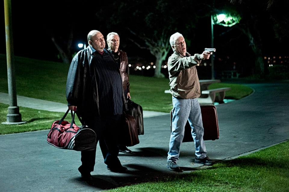 James Woods, right, plays a Bulger-inspired criminal in Season 1 of <em>Ray Donovan</em> alongside Craig Shaynak and Jon Voight (Photo: Suzanne Tenner/Showtime/Courtesy of Everett Collection)