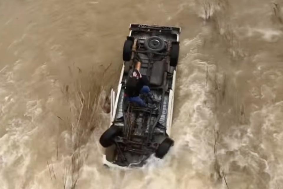 <p>CHP Golden Gate Division Air Operations/Facebook</p> California woman rescued from upturned car amid flood