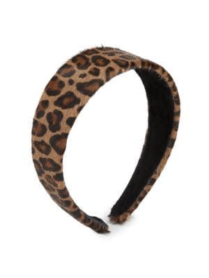 Safari Leopard Calf-Hair Headband