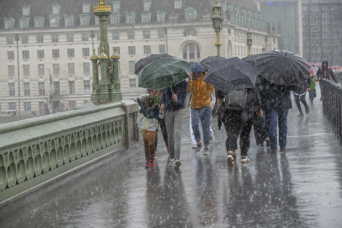 Weather warnings have been issued for a vast swathe of the UK as thunderstorms and heavy rainfall are set to hit the country (PA Wire)