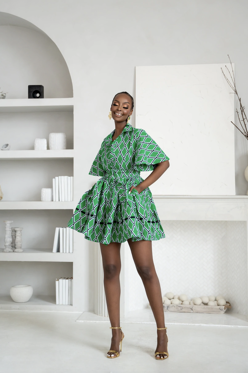 Ofuure Tara African Print Shirt Mini Dress