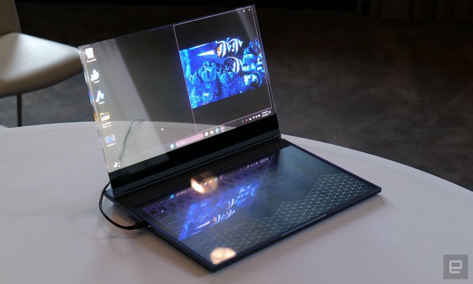 <p>In-person photos of Lenovo's new concept device -- Project Crystal -- which the company claims is the world's first laptop with a transparent micro LED display.</p>
