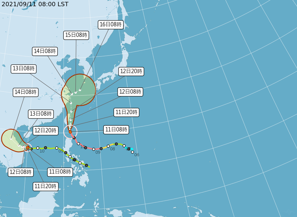 璨樹預計移動路徑（圖/翻攝自中央氣象局）