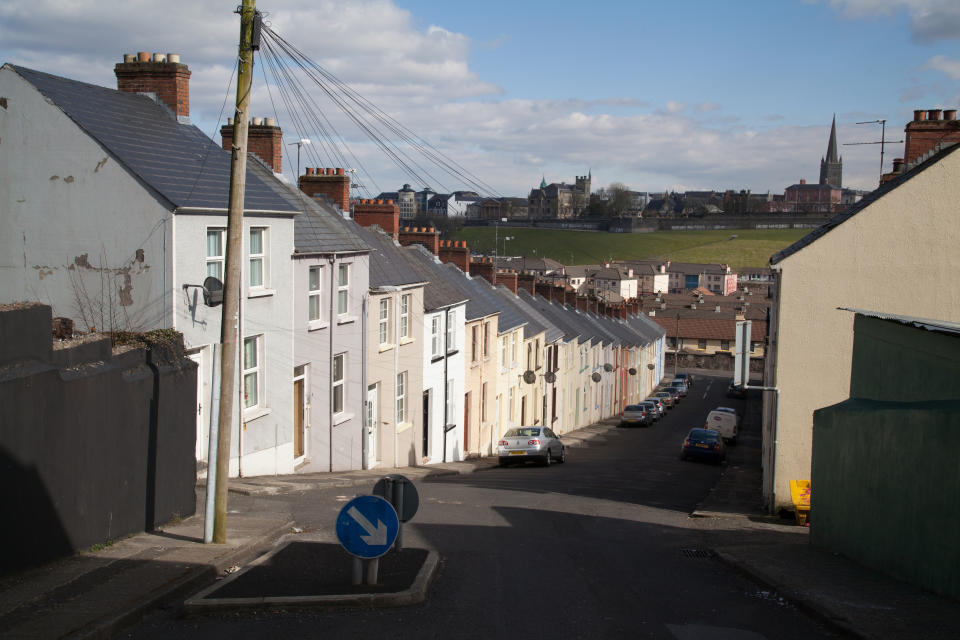 Terrace houses in Derry Londonderry Northern Ireland