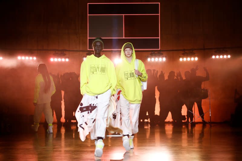 Models present creations during the Tommy Hilfiger 'TOMMYNOW Spring 2020' show during London Fashion Week in London