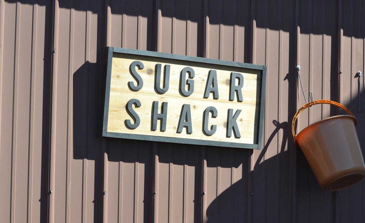 The sugar shack where sap from maple trees is turned into syrup.