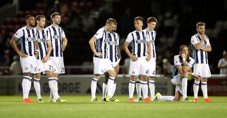 Football Soccer Britain - Northampton Town v West Bromwich Albion - EFL Cup Second Round - Sixfields Stadium - 23/8/16 West Bromwich Albion players watch the penalty shoot out Action Images via Reuters / John Clifton