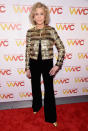 <p>The 80-year-old ‘Grace and Frankie’ star looked as chic as ever, in a gold, layered jacket. <em>[Photo: Getty]</em> </p>