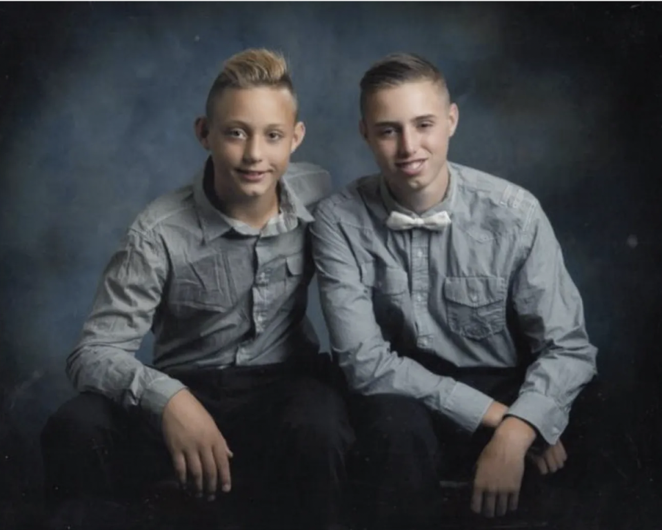 Kyler Kiessling, 18, left, and brother Caleb, 20, died after taking fentanyl-laced Percocet pills in July 2020. Mother Rebecca Kiessling says their deaths were murder (Courtesy of Rebecca Kiessling)