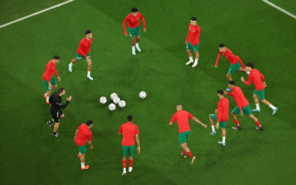 Morocco players warm up prior to the FIFA World Cup Qatar 2022 - GETTY IMAGES