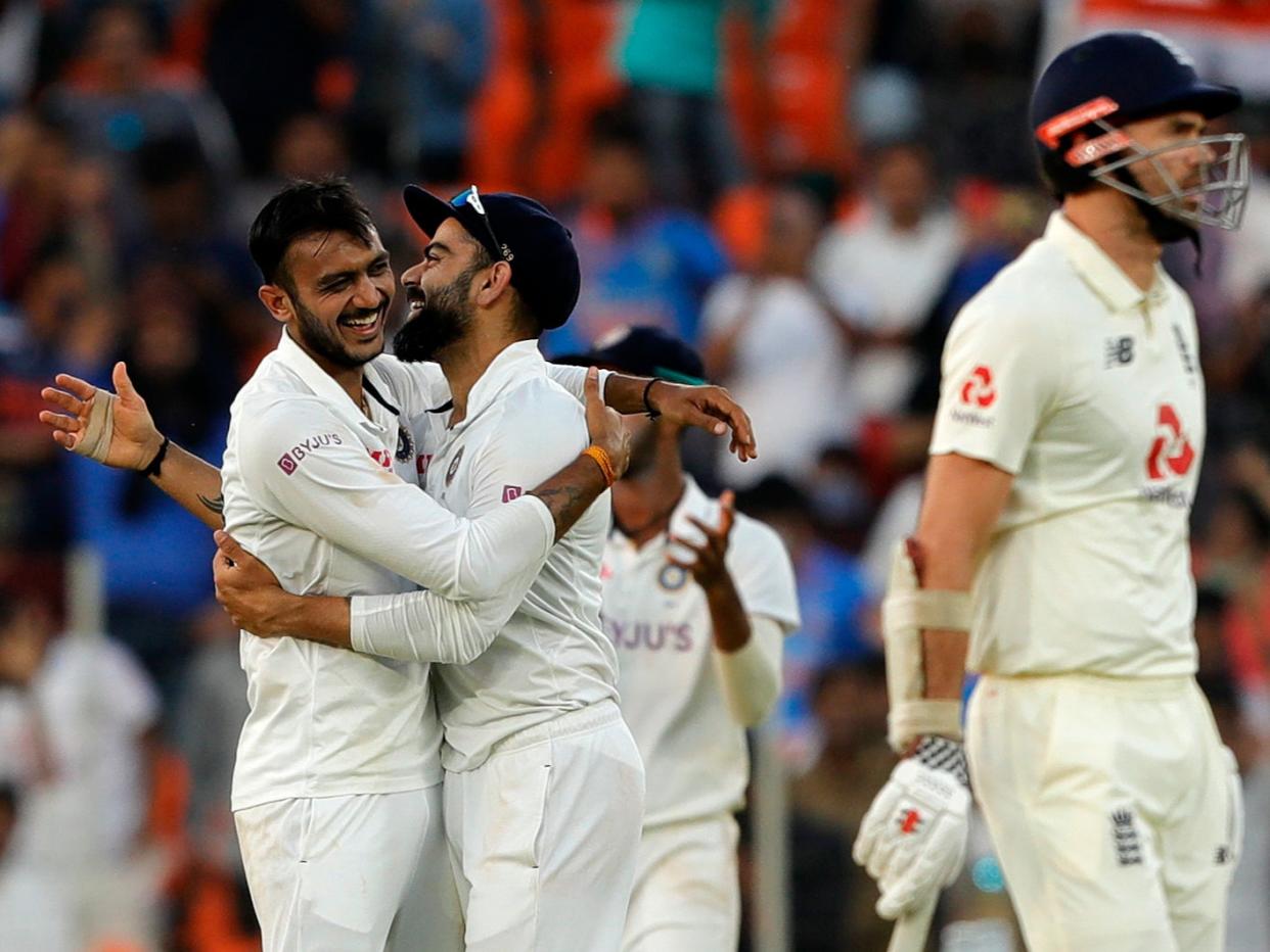 <p>India team celebrates the wicket during day one of the third Test</p> (Getty)