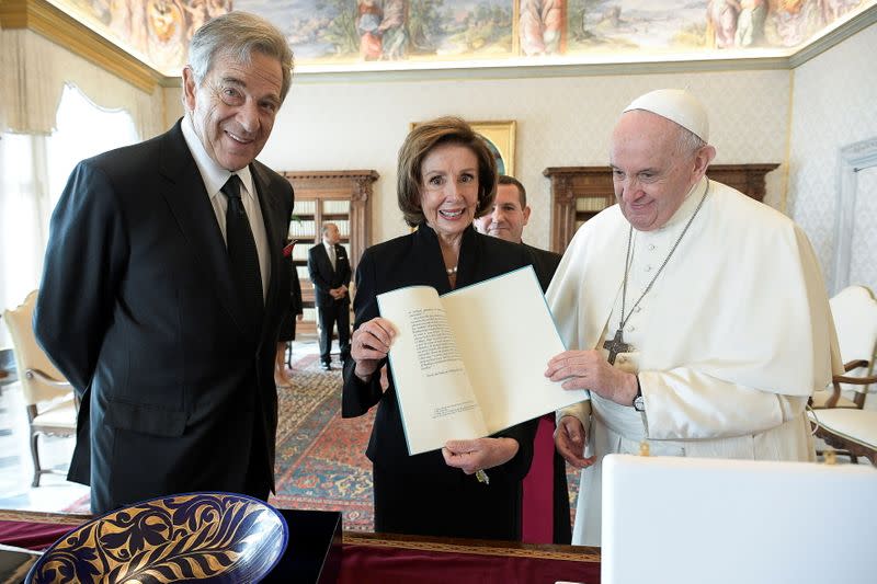 U.S. Speaker of the House Nancy Pelosi meets with Pope Francis at the Vatican