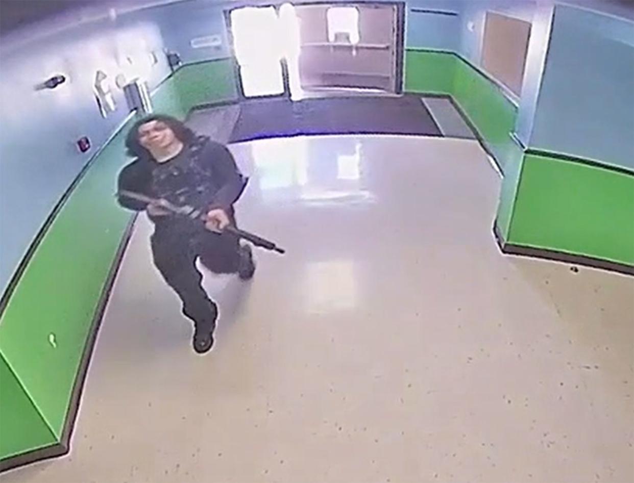 Video footage shows gunman Salvador Ramos walking in the school hallway before the massacre in Uvalde, Tex.