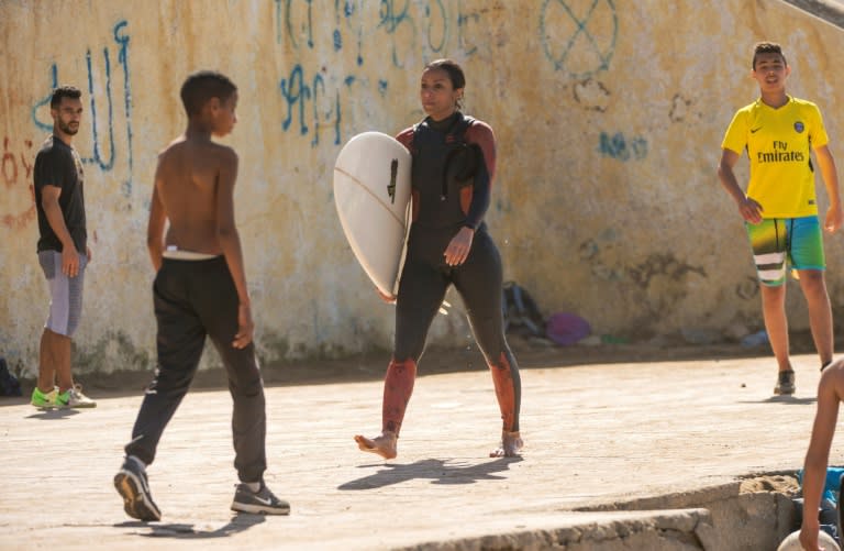 Rim Bechar, 28, said it had become easier to surf in Morocco as a woman now than when she started out four years ago