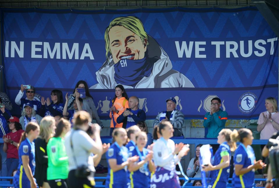 <span>Emma Hayes hasn’t just improved <a class="link " href="https://sports.yahoo.com/soccer/teams/chelsea/" data-i13n="sec:content-canvas;subsec:anchor_text;elm:context_link" data-ylk="slk:Chelsea;sec:content-canvas;subsec:anchor_text;elm:context_link;itc:0">Chelsea</a> Women’s fortunes, she has changed the WSL itself.</span><span>Photograph: Catherine Ivill/Getty Images</span>