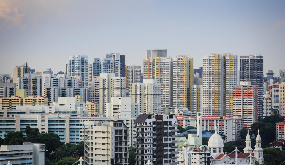 Singapore residential HDB buildings, illustrating a story on COV.