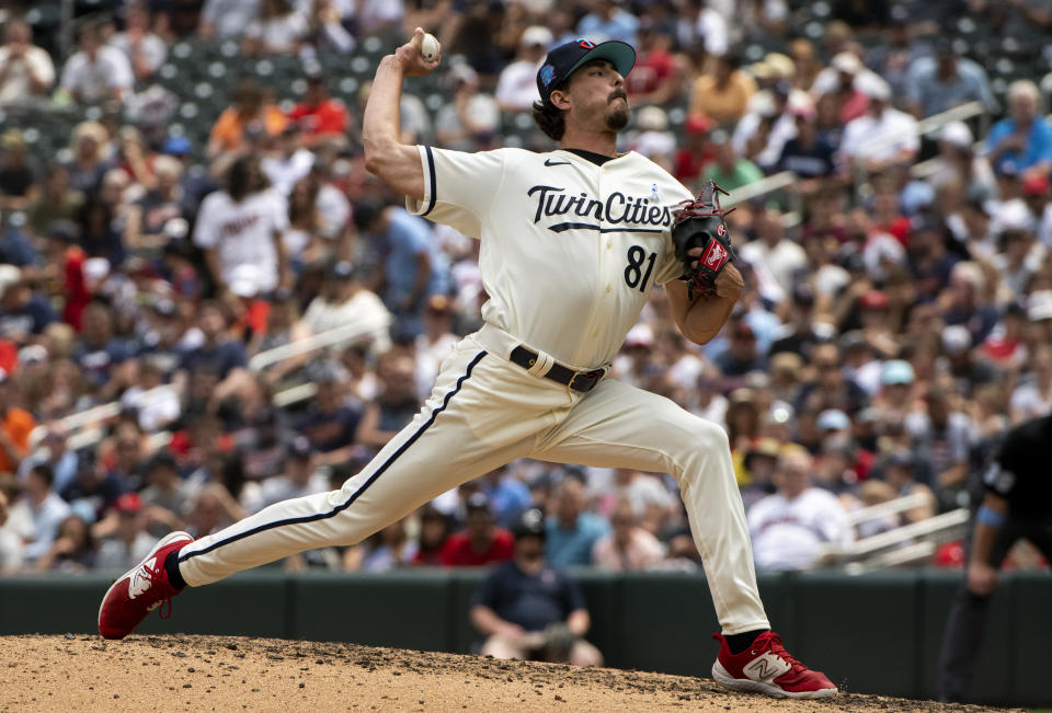 明尼蘇達百大新秀Jordan Balazovic。（MLB Photo by Stephen Maturen/Getty Images）