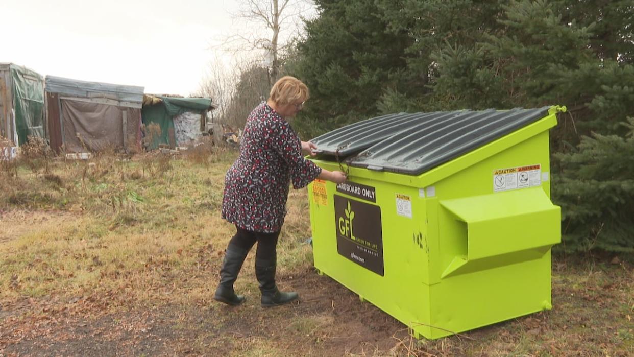 Montague Food Bank manager Norma Dingwell knows of at least two people who have used the dumpster behind the food bank as temporary shelter over the past several weeks. (Brittany Spencer/CBC - image credit)