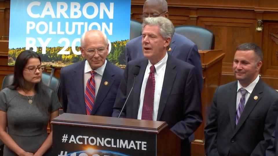 Members of the House&nbsp;<a href="https://www.youtube.com/user/EnergyCommerce" aria-label="Energy and Commerce Committee"></a>Energy and Commerce Committee announce a goal of reaching net-zero carbon emissions by 2050 at a news conference Tuesday. (Photo: Energy and Commerce Committee/YouTube)