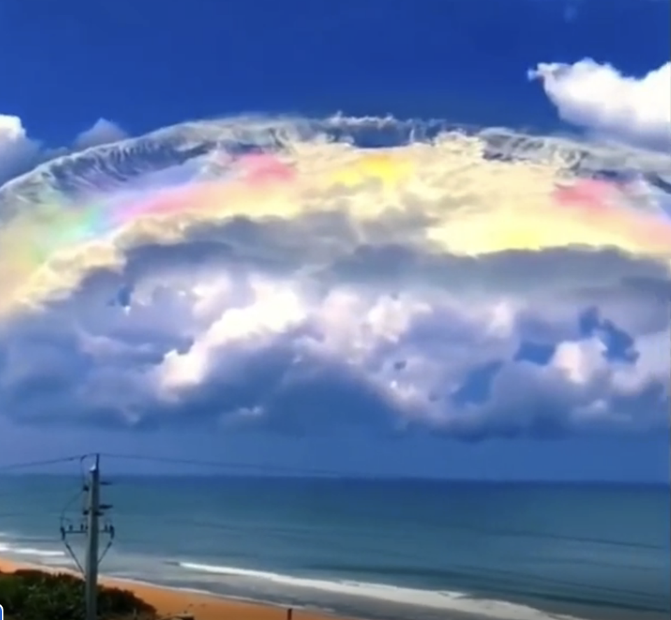 A multi-colored cloud formation