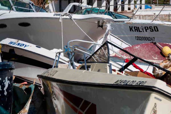 Embarcaciones destruidas en Acapulco tras el paso del huracán Otis