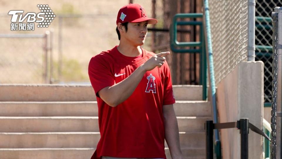 大谷翔平在練習中投出158公里球把教練也給嚇一跳。（圖／達志影像美聯社）