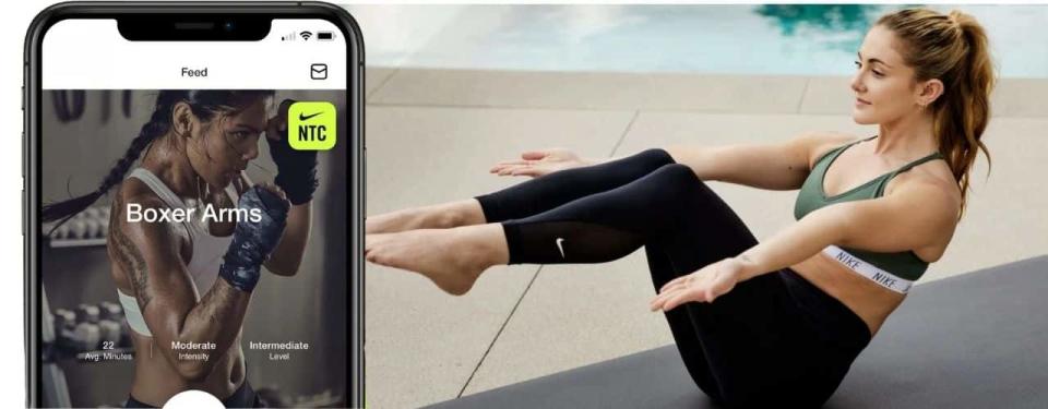 iphone with woman doing yoga