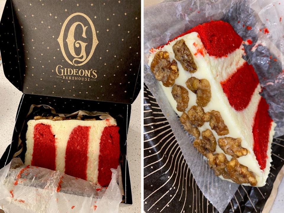 Red velvet cake from Gideon's Bakehouse.