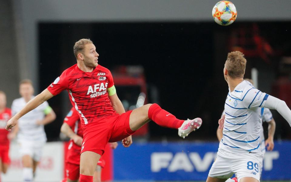 Teun Koopmeiners battles for the ball playing for AZ - SHUTTERSTOCK