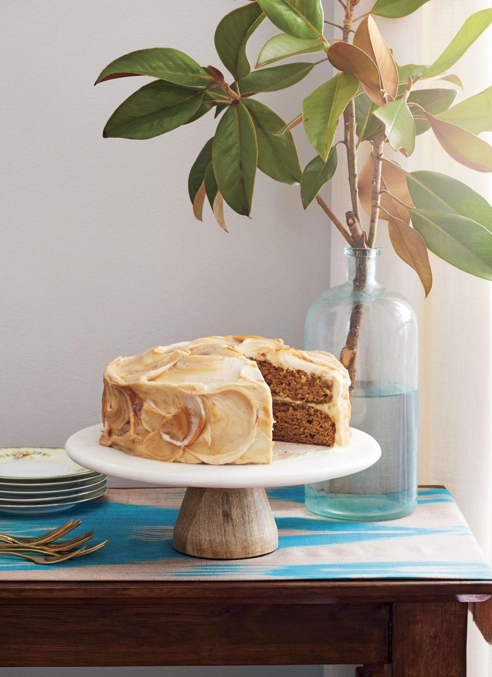 Pumpkin Layer Cake Recipe with Caramel-Cream Cheese Frosting