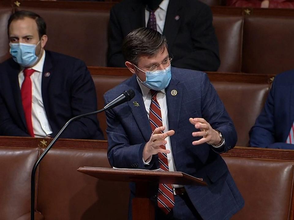 Johnson speaking on the House floor on January 6, 2021.