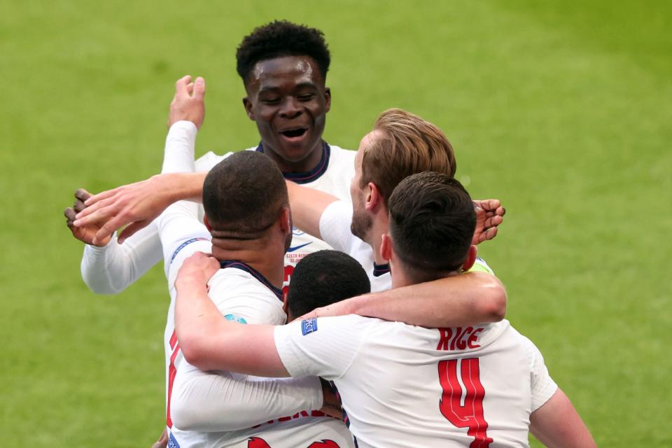 England jubelt - auch im EM-Finale? Ein Informatiker aus Karlsruhe räumt der Mannschaft von der Insel die größten Erfolgsaussichten ein. (Bild: 2021 Marc Atkins/Marc Atkins)